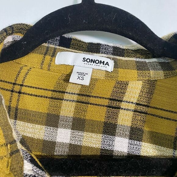 SONOMA plaid t- shirt size: XS - Picture 2 of 6